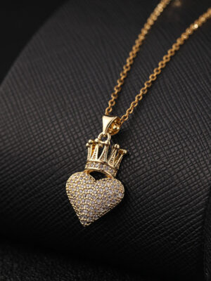 Heart & Crown Pendant Necklace