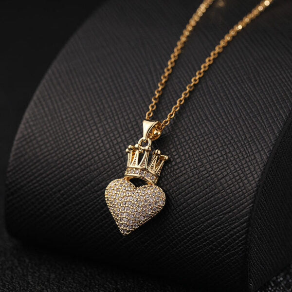 Heart & Crown Pendant Necklace