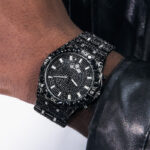 Black Glitter Round Cut Luminous Men's Numerals Watch