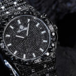 Black Glitter Round Cut Luminous Men's Numerals Watch