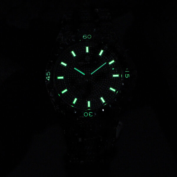 Black Glitter Round Cut Luminous Men's Numerals Watch