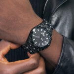 Black Glitter Round Cut Luminous Men's Numerals Watch