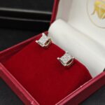 Iced Square Stud Earrings 925 sterling silver