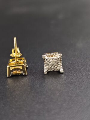 Iced Square Stud Earrings 925 sterling silver