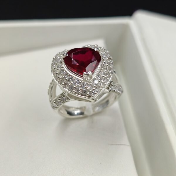Burma Ruby And Diamond Halo Engagement Ring 925 Sterling Silver White Gold Plated