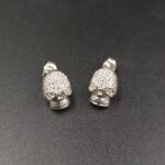 Iced Skull Earrings 925 Sterling Silver White Gold Plated